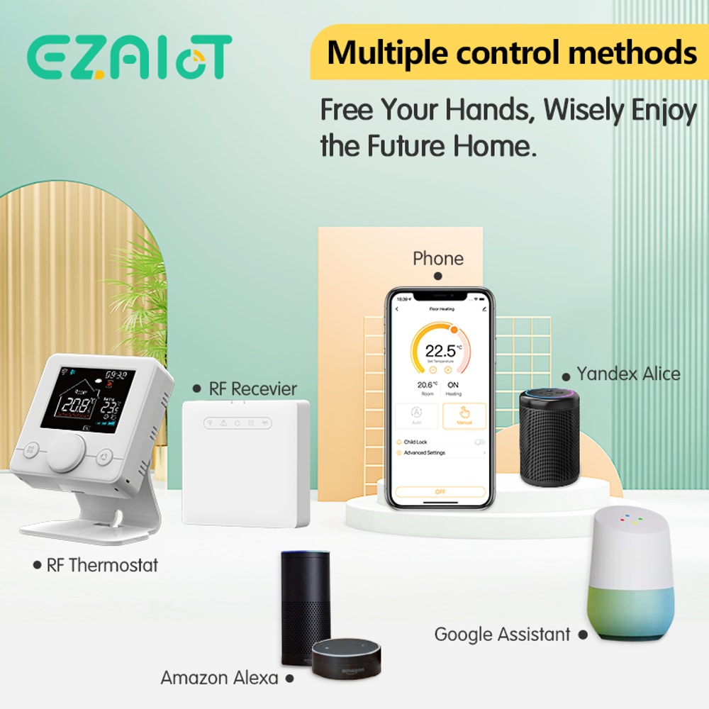Smart WiFi Thermostat with Receiver for Boiler Programmable Heating Control