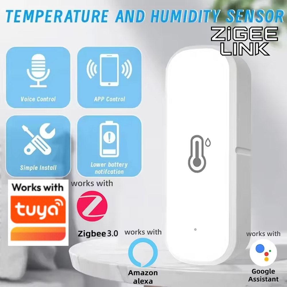 Smart Zigbee Temperature Humidity Sensor with App Alerts for Home Monitoring