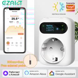 smart wifi thermostat plug alexa google home temperature controller with sensor