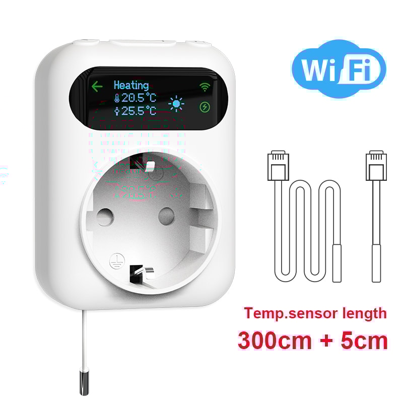 Smart WiFi Thermostat Plug Alexa Google Home Temperature Controller with Sensor