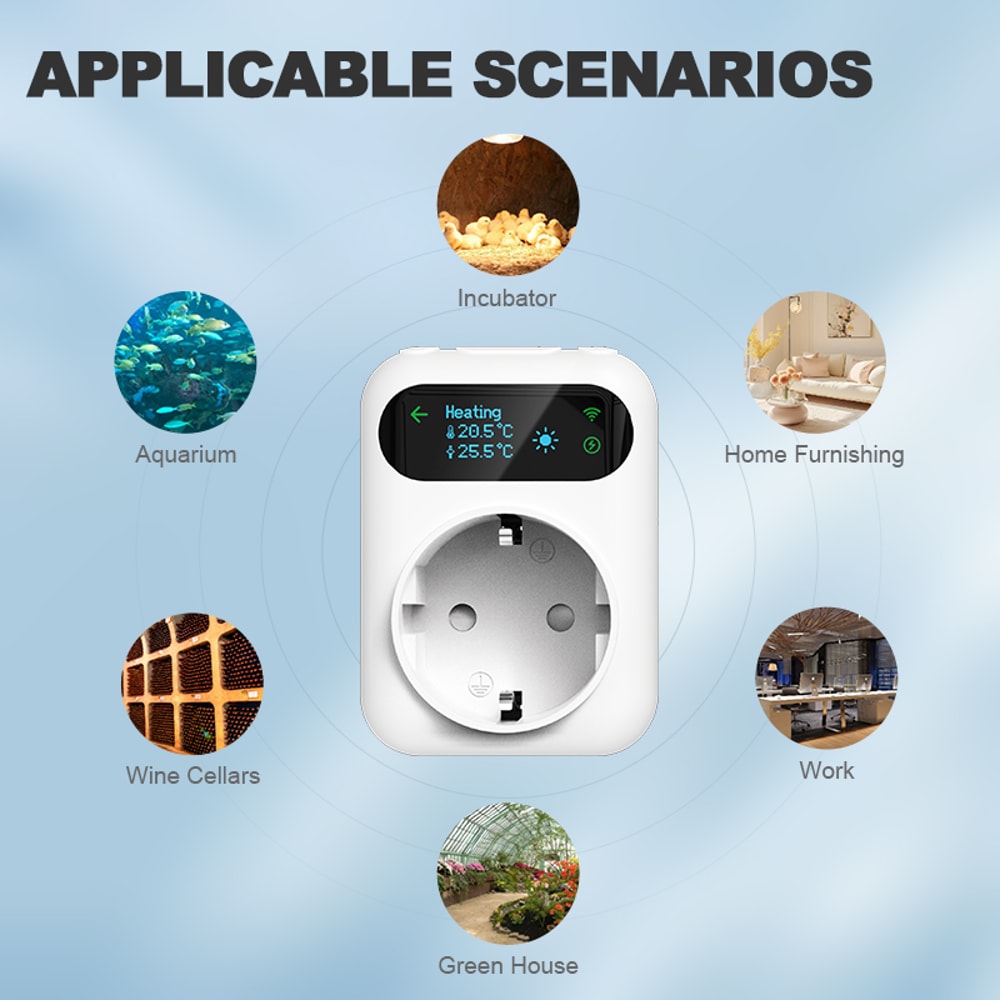 Smart WiFi Thermostat Plug Alexa Google Home Temperature Controller with Sensor