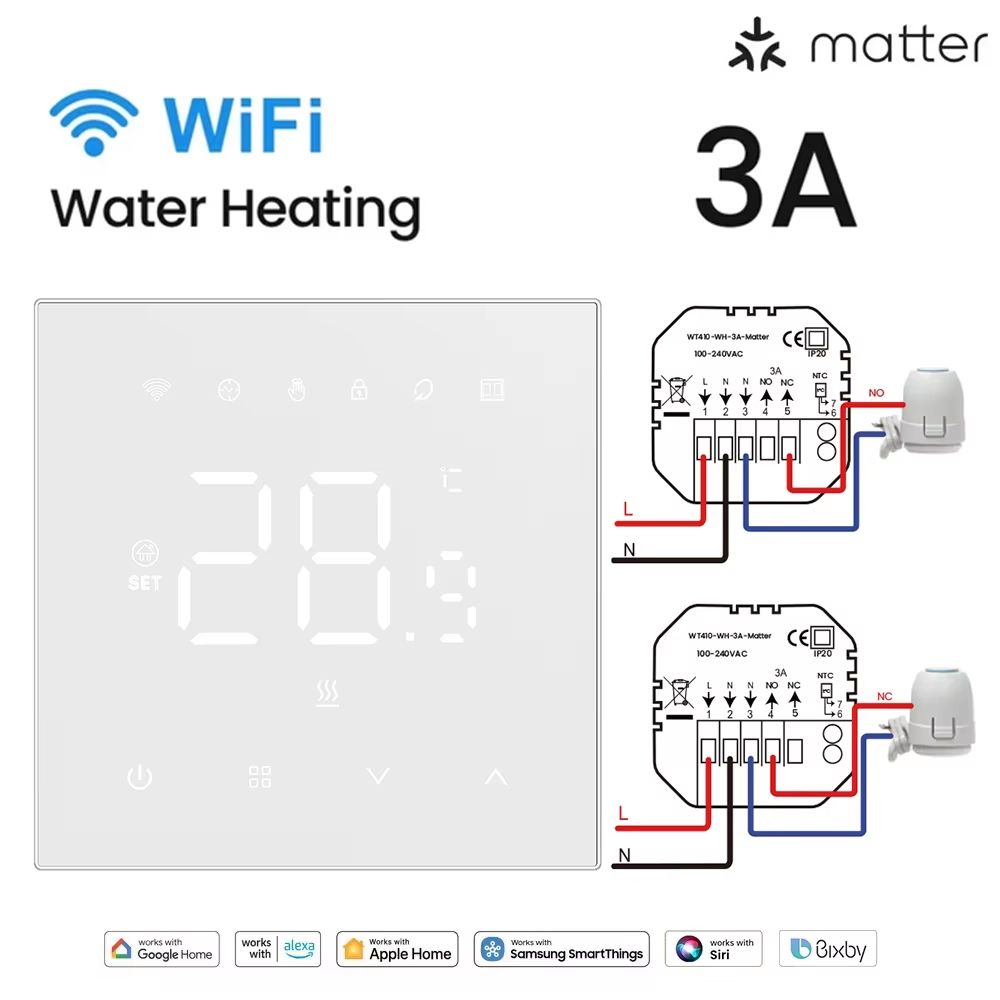 Smart Thermostat WiFi Floor Heating Controller With Tuya Matter For Alexa Google Home 6