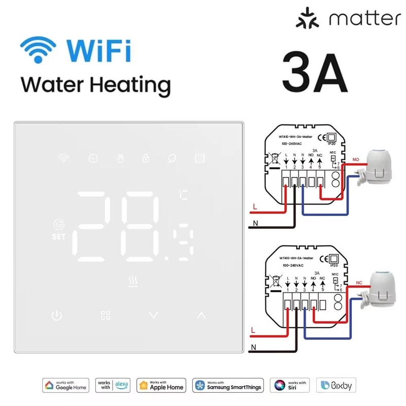 Smart Thermostat WiFi Floor Heating Controller With Tuya Matter For Alexa Google Home 6
