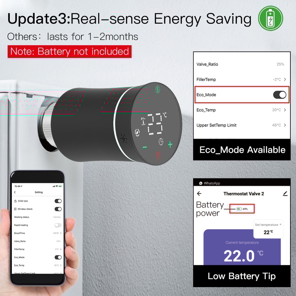 MOES Smart Radiator Thermostat ZigBee TRV Valve with Alexa Voice Control & Programmable Heating