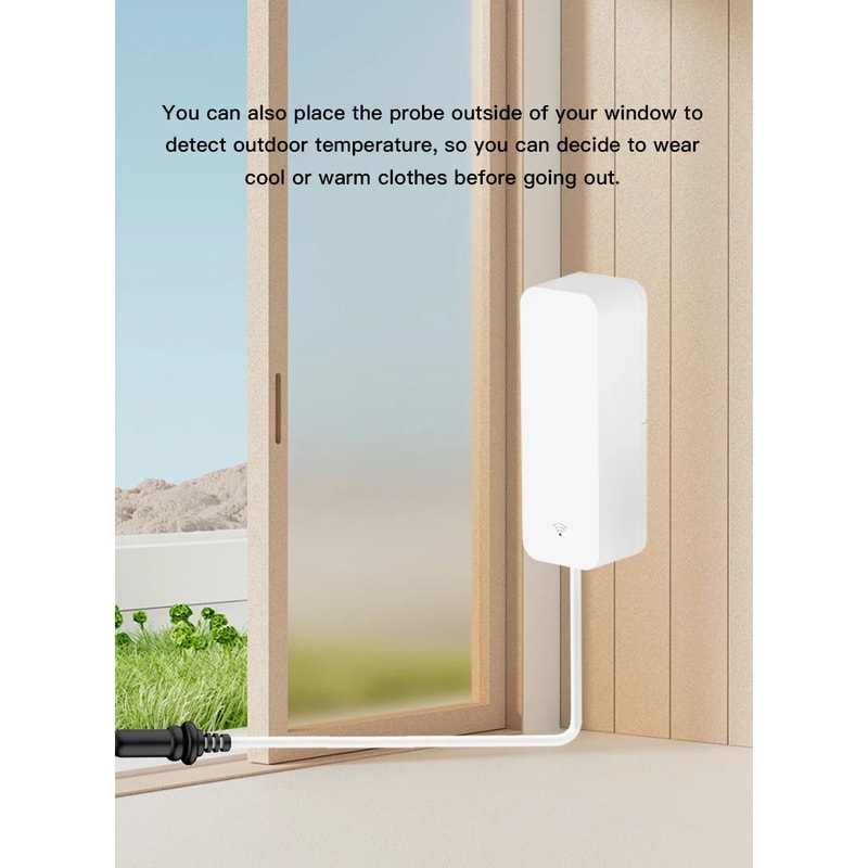 Smart WiFi Temperature Humidity Sensor with External Probe for Refrigerator, Aquarium & Home Monitoring