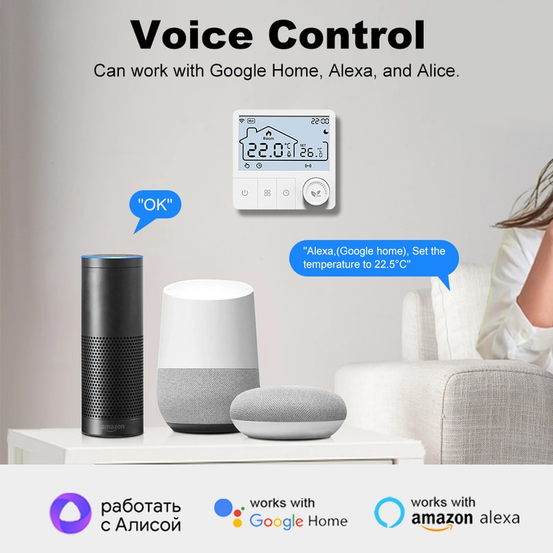 Smart WiFi Thermostat for Floor Heating & Gas Boilers with Alexa and Tuya Control