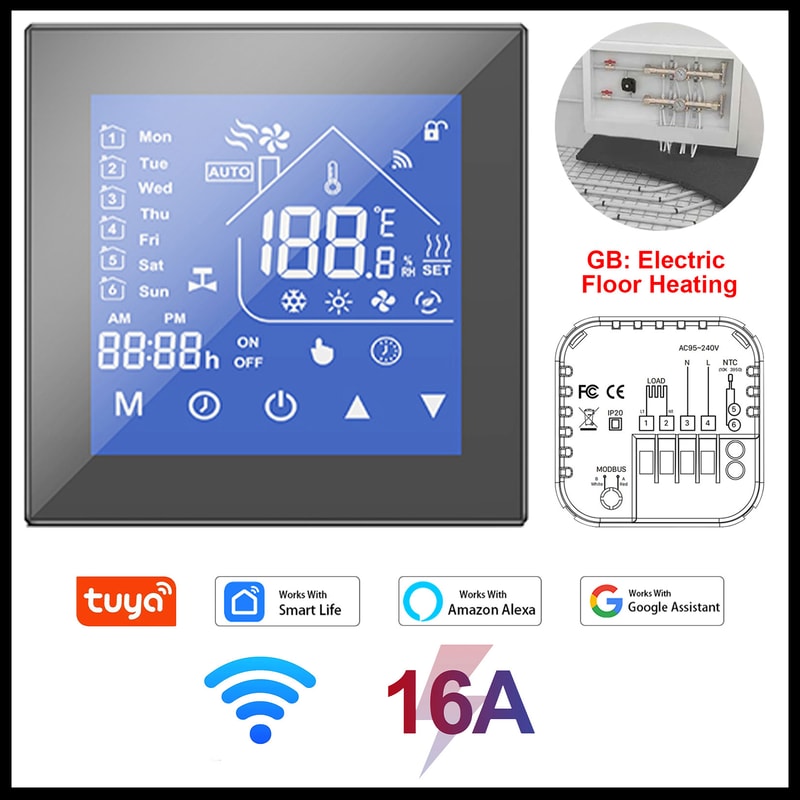 Smart WiFi Thermostat for Floor Heating & Boiler Control with Alexa Google Home Compatibility