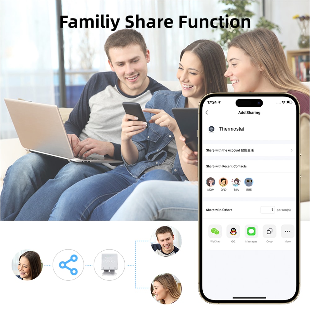 High Precision Smart WiFi Thermostat for Boiler Heating with Alexa Google Control