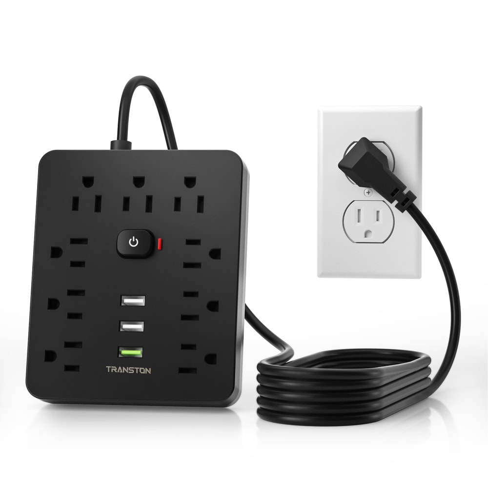 TRANSTON Surge Protector Power Strip with USB, Outlet Extension Cord for Home Office Charging