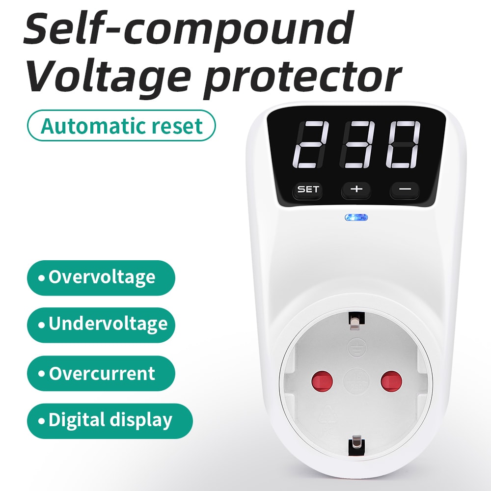 Adjustable Voltage Protector Socket Surge Protector Plug with Auto Cut Off