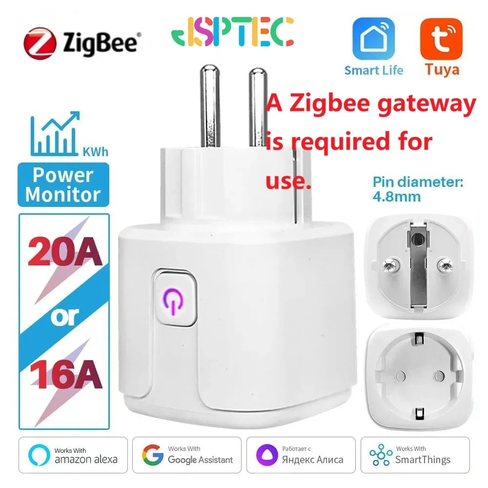 Zigbee Smart Plug Power Monitoring Socket With Alexa Google Voice Control 0