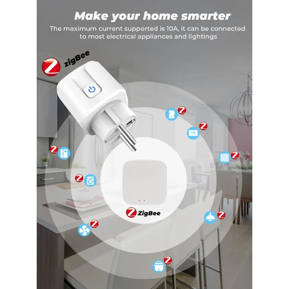 Zigbee Smart Plug Power Monitoring Socket With Alexa Google Voice Control 4
