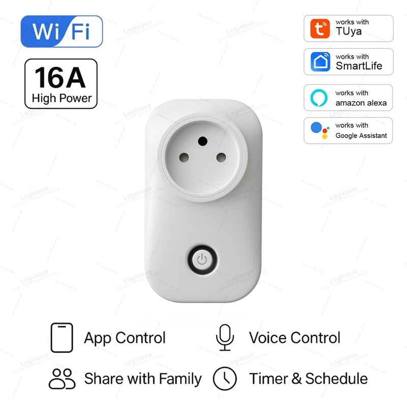 Tuya Smart WiFi Socket Israel Plug with Energy Monitor Alexa Compatible