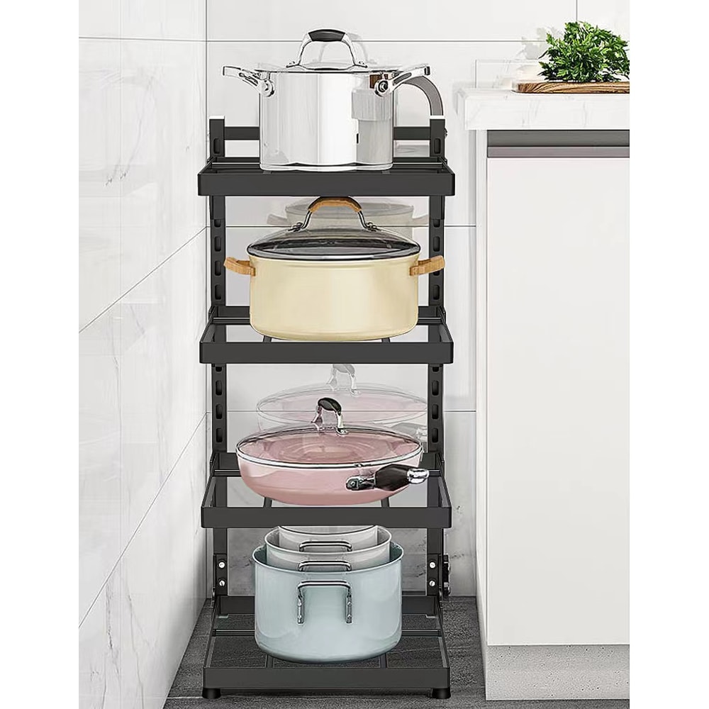 Adjustable pot rack organizer for Kitchen Sink & Stovetop Multi Layer Storage Shelf