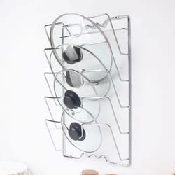 wall mounted pot lid organizer rack tier rust free kitchen storage rack