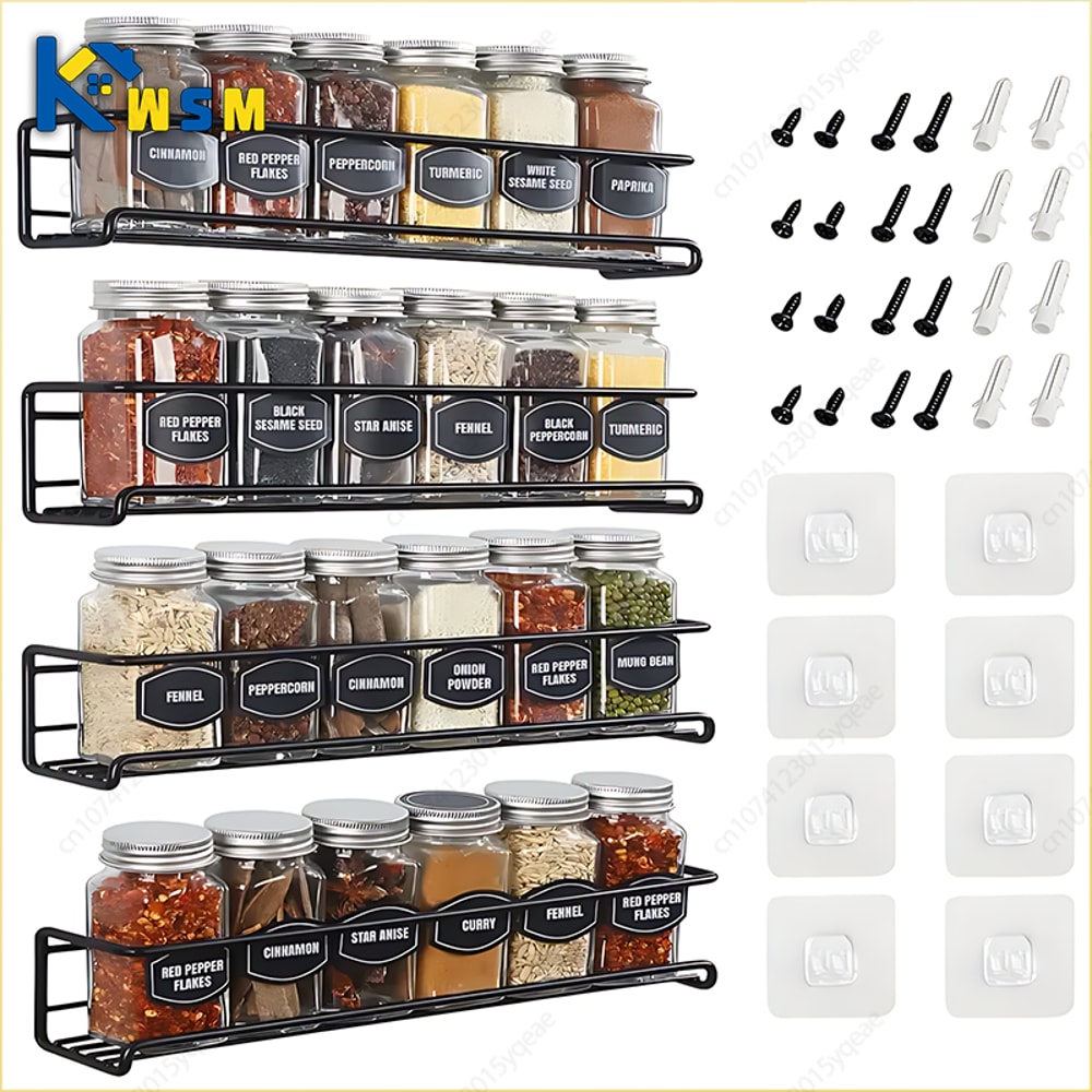 Multi Use Wall Mounted Spice Rack Metal Shelf For Kitchen Bathroom Storage 0