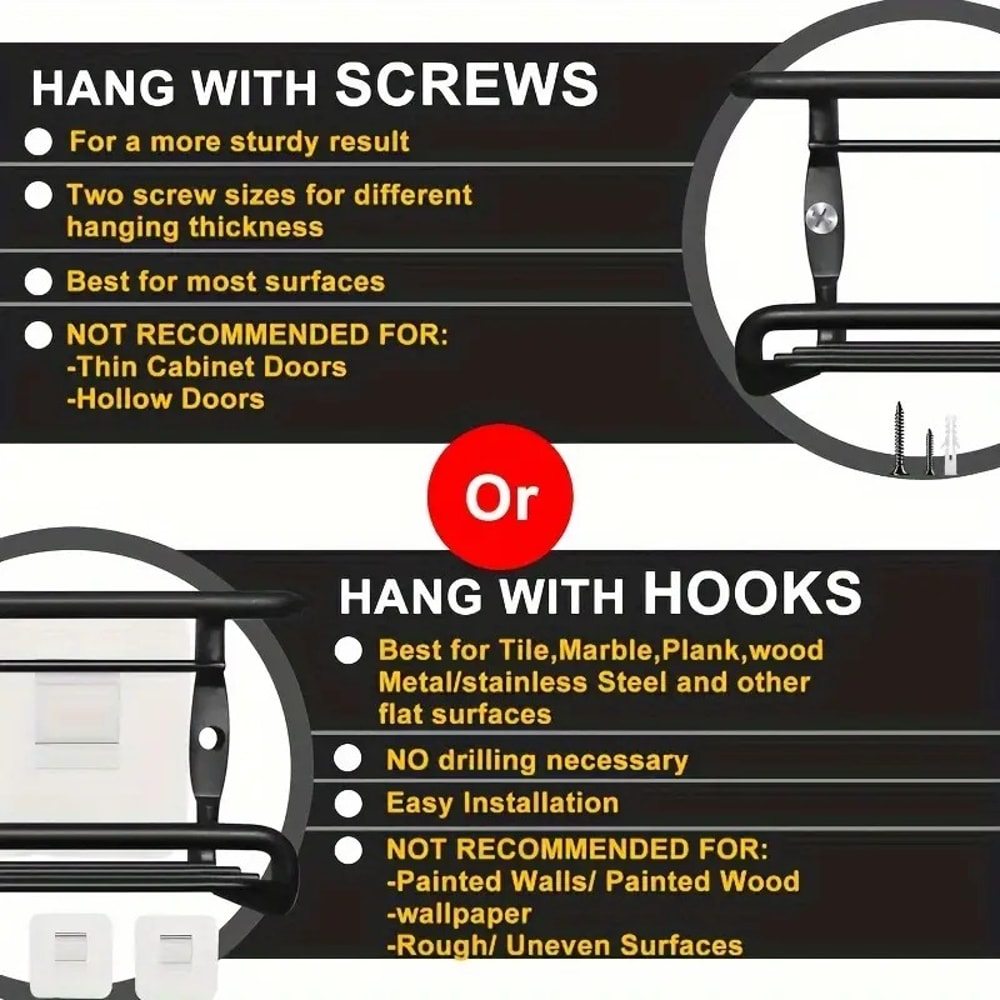 Multi Use Wall Mounted Spice Rack Metal Shelf For Kitchen Bathroom Storage 2