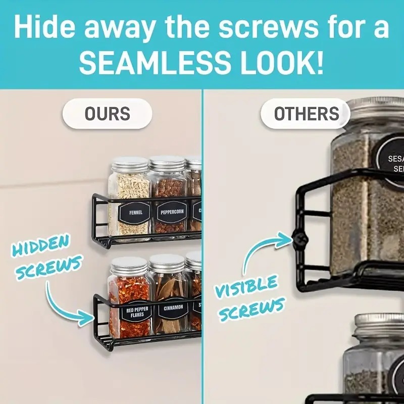 Multi Use Wall Mounted Spice Rack Metal Shelf For Kitchen Bathroom Storage 3