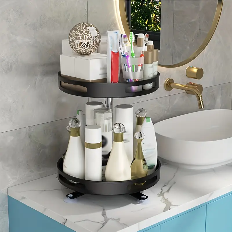 Rotating Storage Organizer Lazy Susan Kitchen Countertop Organizer For Spices Cosmetics 2