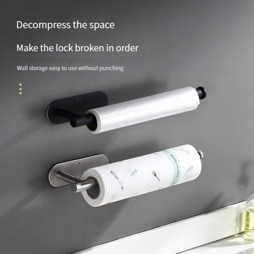 Wall Mounted Paper Towel Holder Stainless Steel Organizer Rack For Kitchen Bathroom Storage 4