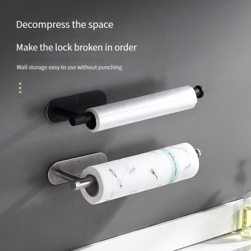 Wall Mounted Paper Towel Holder Stainless Steel Organizer Rack For Kitchen Bathroom Storage 4