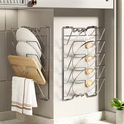wall mounted pot lid organizer rack tier rust free kitchen storage holder