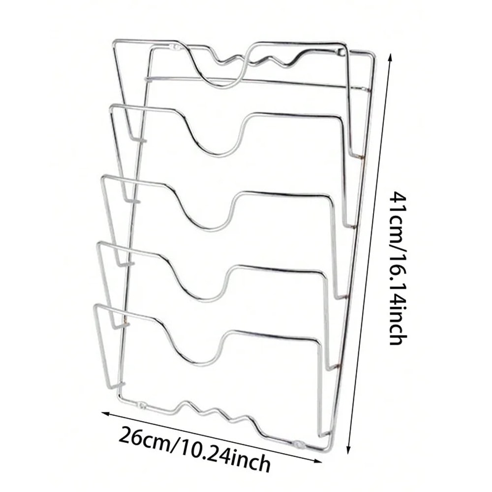 Wall Mounted Pot Lid Organizer Rack Tier Rust Free Kitchen Storage Holder