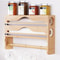 Bamboo Kitchen Organizer with Cutter Wall Mount Foil and Wrap Dispenser