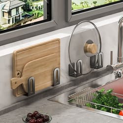 wall mounted kitchen organizer set stainless steel cutting board rack & sink sponge holder