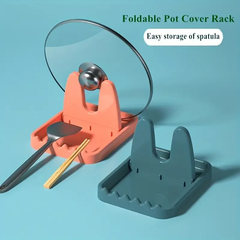 Foldable Pot Lid Holder Spoon Rest Organizer Space Saving Kitchen Storage Rack 1