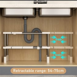 adjustable cabinet organizer shelves stackable expandable kitchen storage rack for counters & sink space
