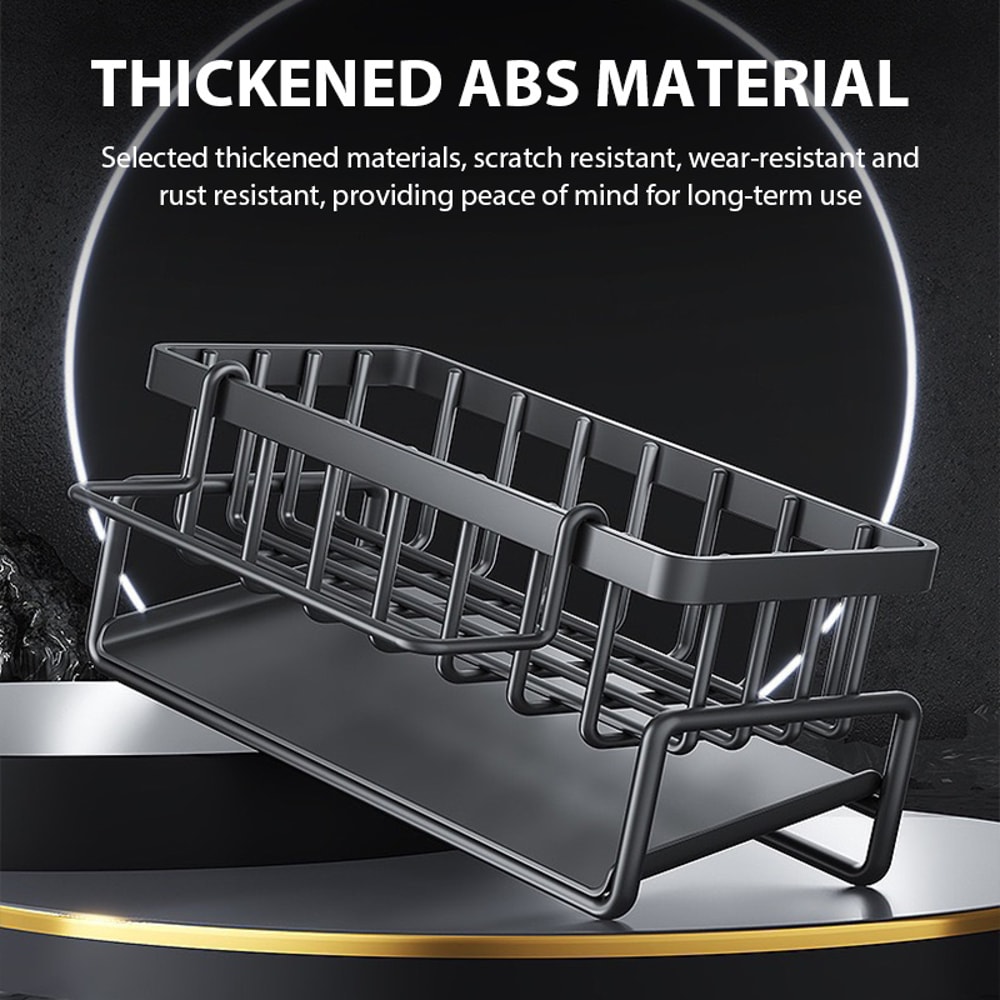 High Drain Kitchen Sink Organizer Rack with Sponge Holder & Filter Basket