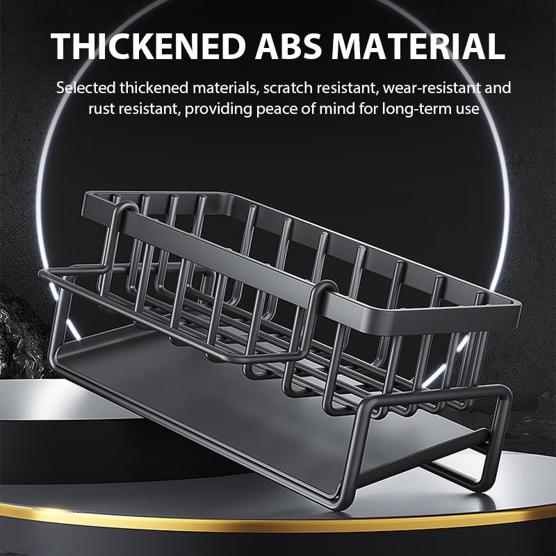 High Drain Kitchen Sink Organizer Rack with Sponge Holder & Filter Basket