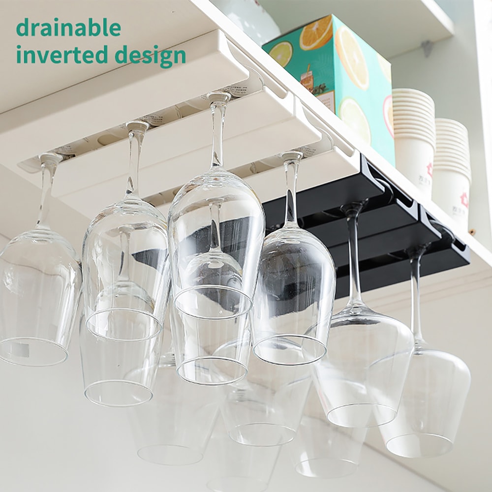 Under Cabinet Wine Glass Holder Rack Space Saving Stemware Organizer