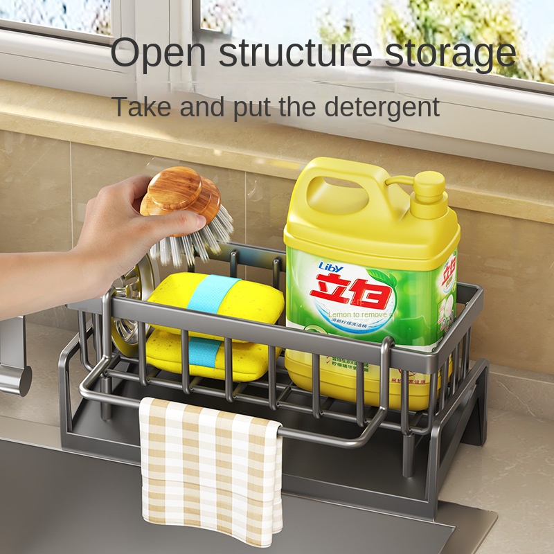 Sink Organizer Rack with Drainage for Tap Storage No Drill Kitchen Shelf