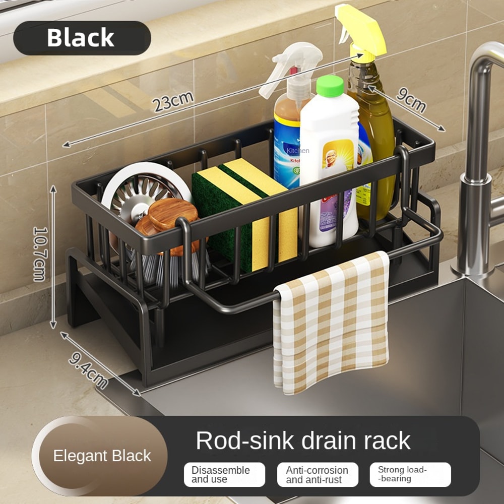 Sink Organizer Rack with Drainage for Tap Storage No Drill Kitchen Shelf