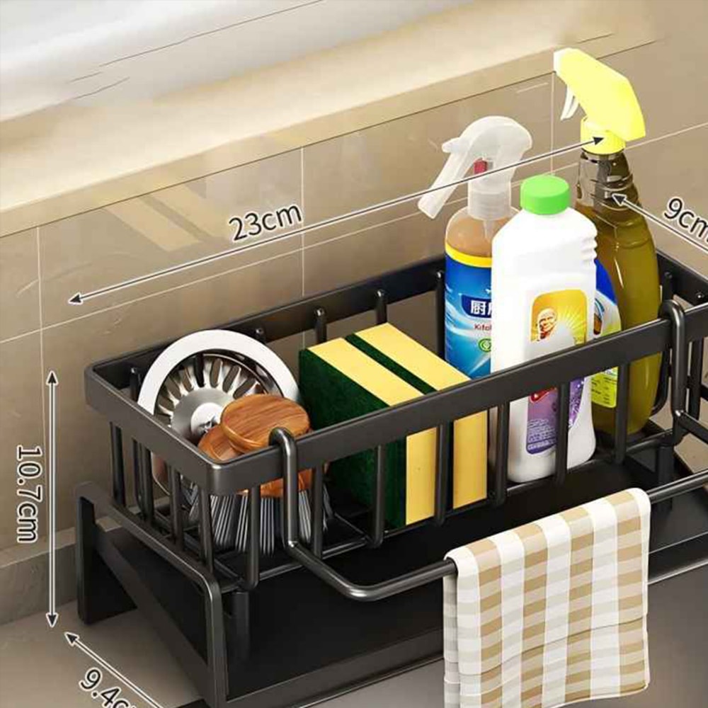Compact Tap Mounted Sink Organizer Rack with Drainage Shelf for Kitchen Storage