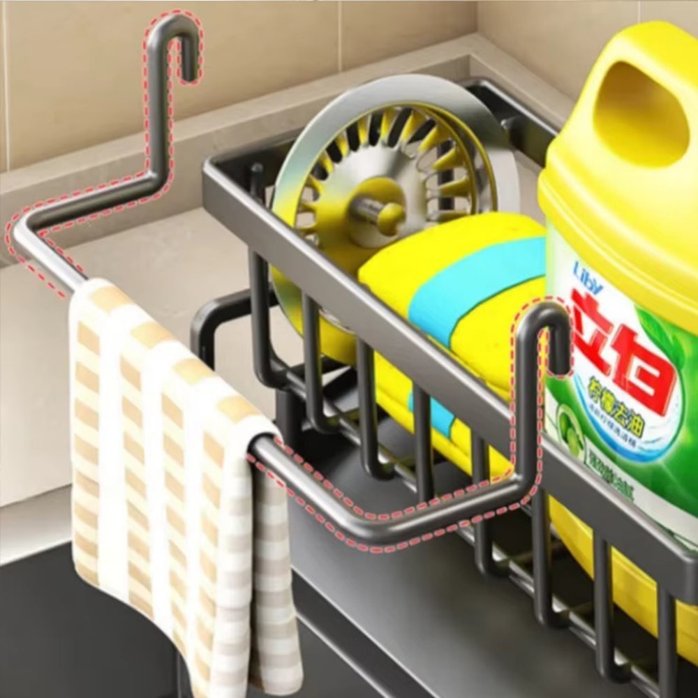 Compact Tap Mounted Sink Organizer Rack with Drainage Shelf for Kitchen Storage