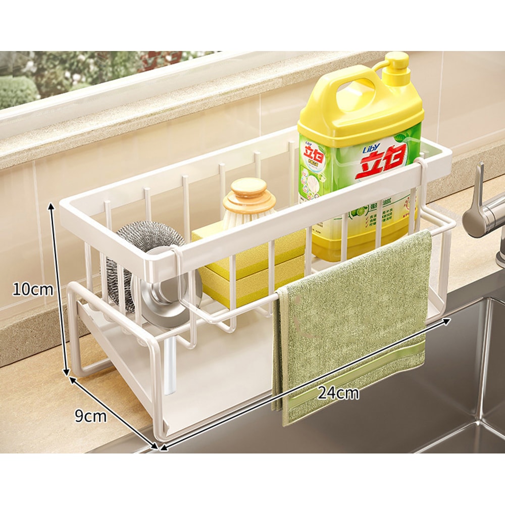 Compact Tap Mounted Sink Organizer Rack with Drainage Shelf for Kitchen Storage