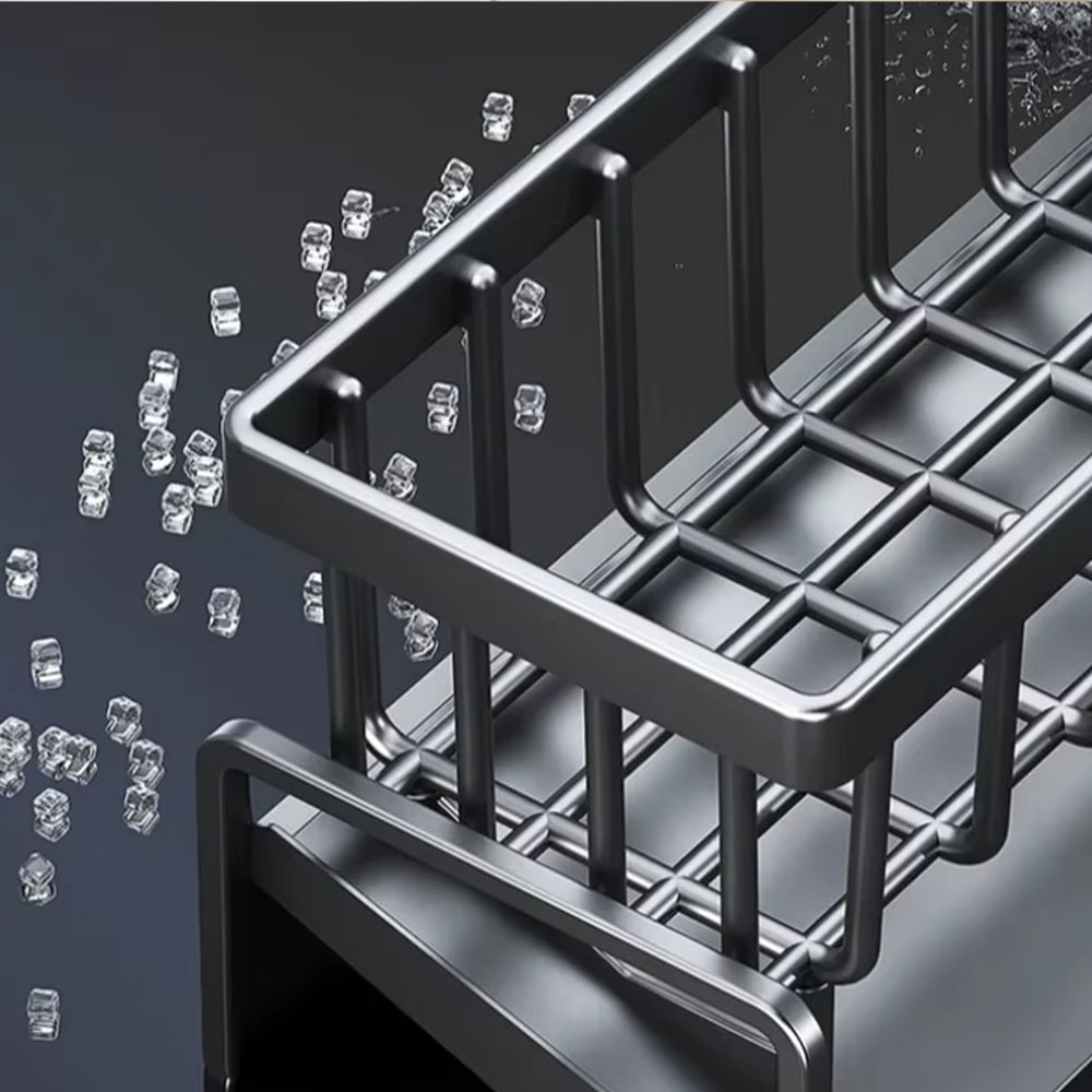 Compact Tap Mounted Sink Organizer Rack with Drainage Shelf for Kitchen Storage