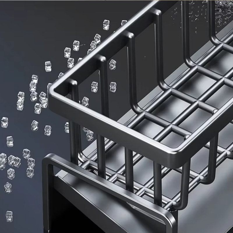 Compact Tap Mounted Sink Organizer Rack with Drainage Shelf for Kitchen Storage