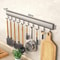Wall Mounted Aluminum Hook Rack Drill Free Multi Purpose Kitchen Bathroom Organizer