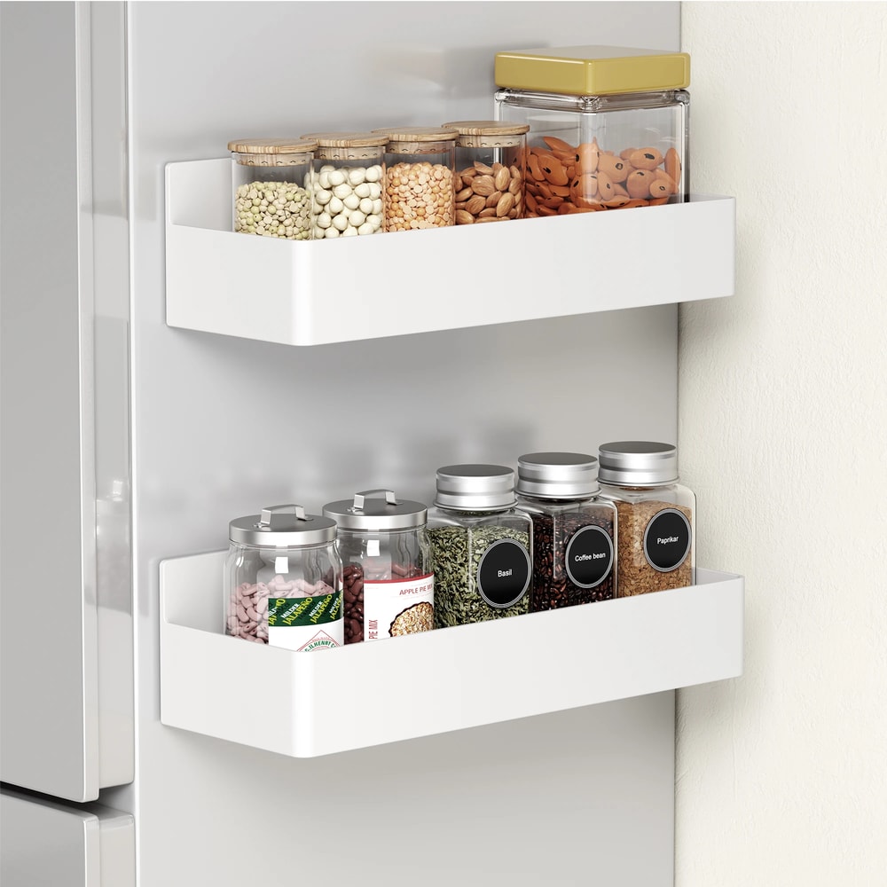 Magnetic Fridge Shelf Organizer Rack Multi Use Spice Storage Solutionkit