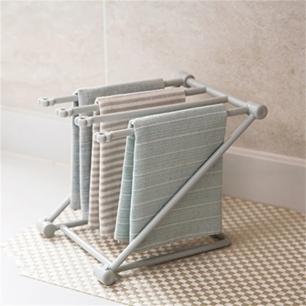 Foldable Kitchen Towel Rack Stand Space Saving Dish Cloth Drying Organizer 0