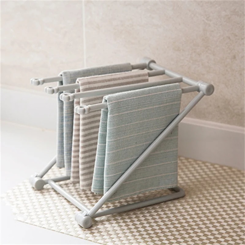 Foldable Kitchen Towel Rack Stand Space Saving Dish Cloth Drying Organizer 0