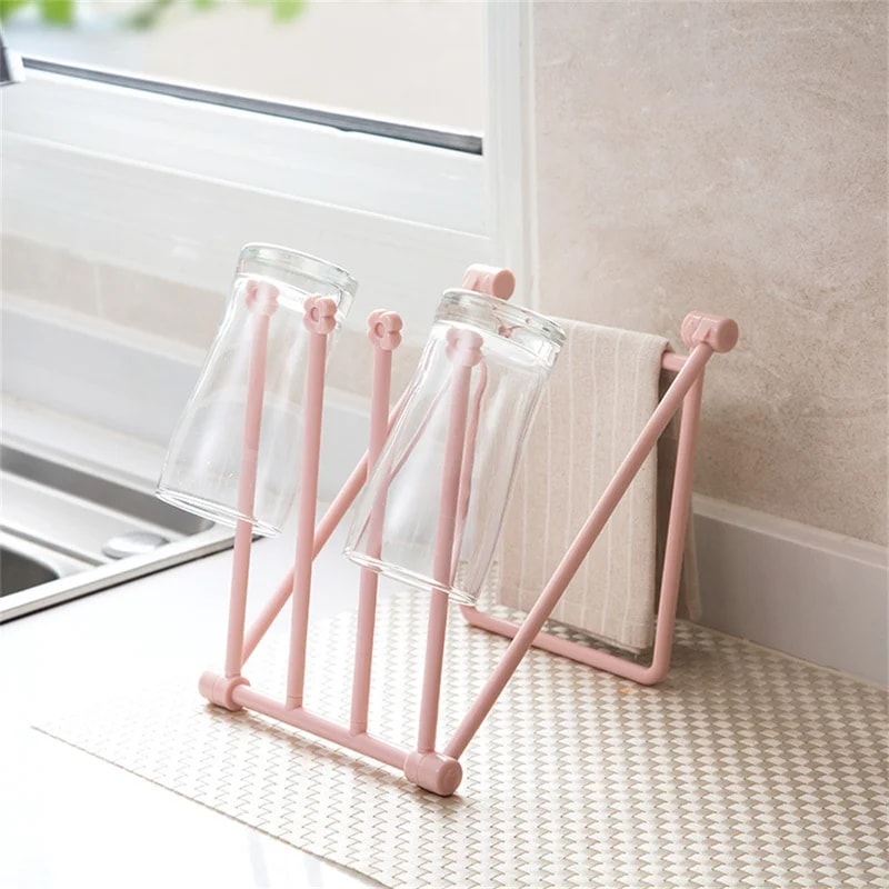 Foldable Kitchen Towel Rack Stand Space Saving Dish Cloth Drying Organizer 5