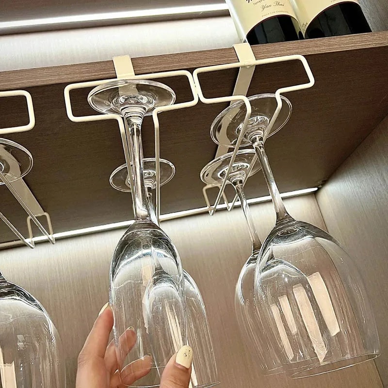 Under Cabinet Wine Glass Holder No Drill Stemware Rack Kitchen Organizer 1