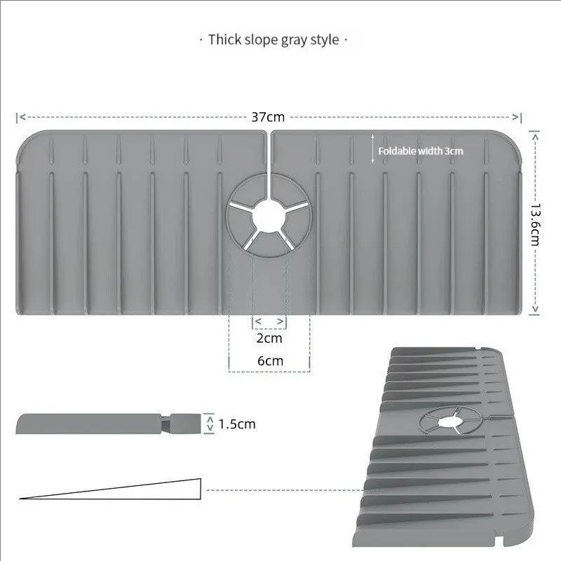 Silicone Faucet Mat Sink Splash Guard Kitchen Sink Drying Mat with Drain Spout