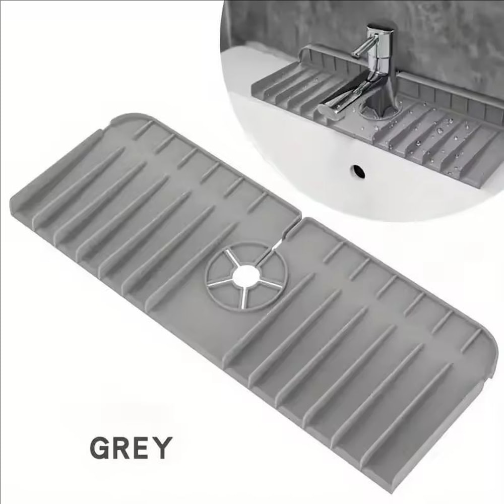 Silicone Faucet Mat Sink Splash Guard Kitchen Sink Drying Mat with Drain Spout