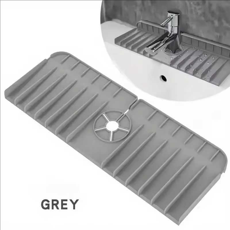 Silicone Faucet Mat Sink Splash Guard Kitchen Sink Drying Mat with Drain Spout